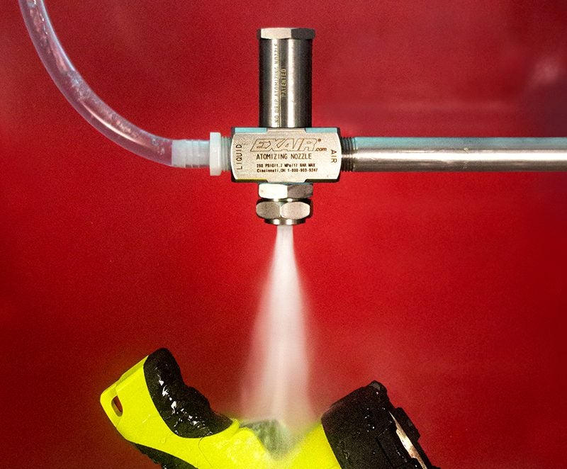 NEW PRODUCT: EXAIR's No Drip Siphon Fed Spray Nozzle Coats, Cools & Cleans NEW PRODUCT: EXAIR's No Drip Siphon Fed Spray Nozzle Coats, Cools & Cleans