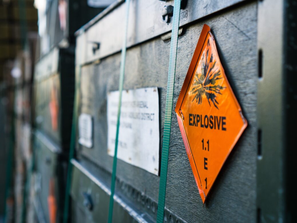 Explosives warning sign
