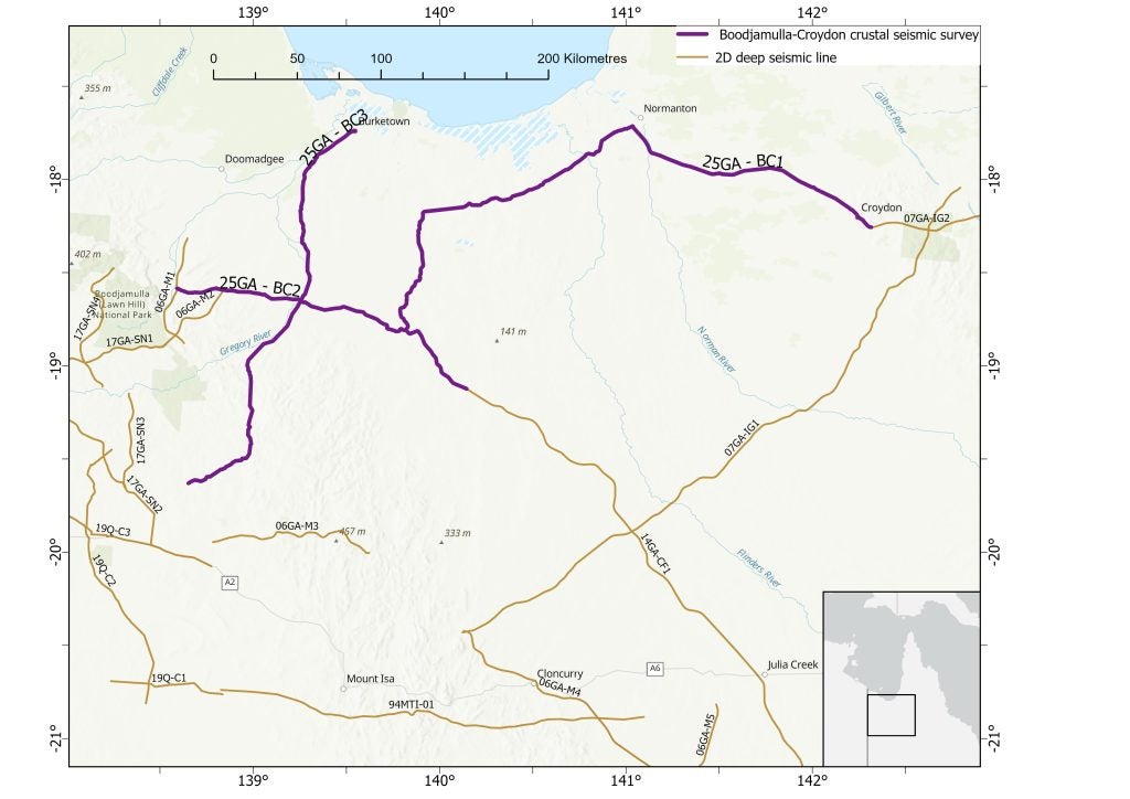 The Boodjamulla-Croydon seismic survey will form a foundational dataset in the recently announced Georgetown-Julia Creek Deep-dive project of the Resourcing Australia’s Prosperity initiative. Credit: GSQ