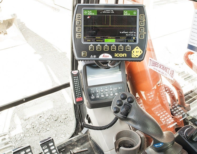 Leica Geosystems iCON excavate machine control solutions support tilt rotator control systems manufactured by SVAB.